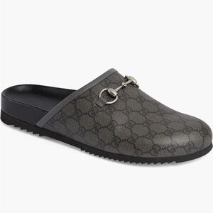NEW Gucci Black and Gray Monogram Slide